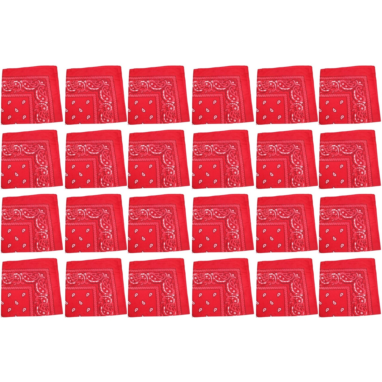 24 Pack Polyester Paisley Bandanas Bulk Pack for Group Activities